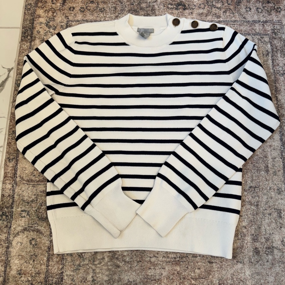 H&M navy and white stripe / nautical sweater small